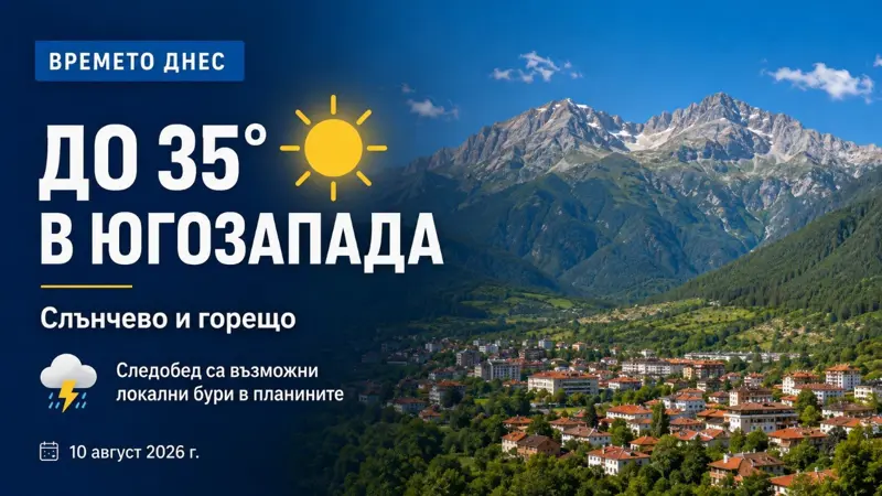 До 35° в Югозапада днес, следобед са възможни локални бури