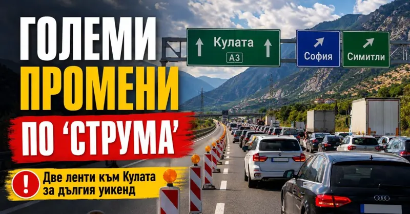 ГОЛЯМА ПРОМЯНА ПО „СТРУМА“: Две ленти към Кулата и ограничения за тировете за дългия уикенд