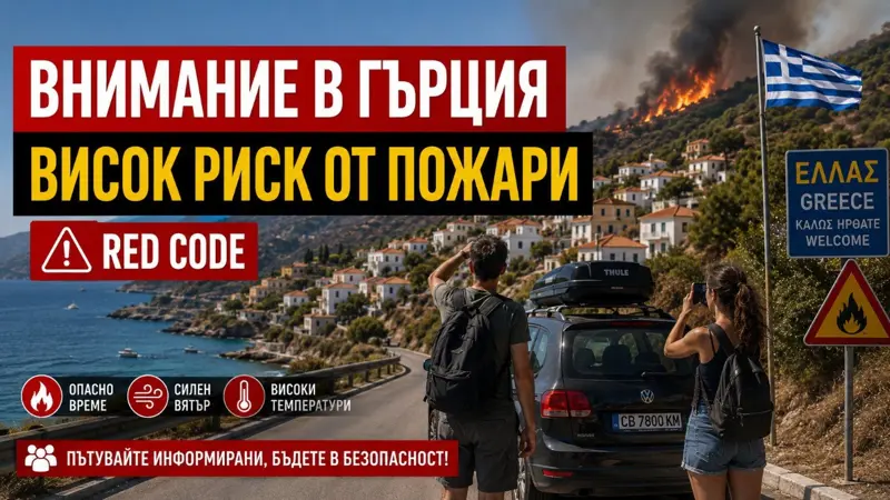 ВНИМАНИЕ ЗА БЪЛГАРИТЕ В ГЪРЦИЯ: Red Code и много висок риск от пожари днес