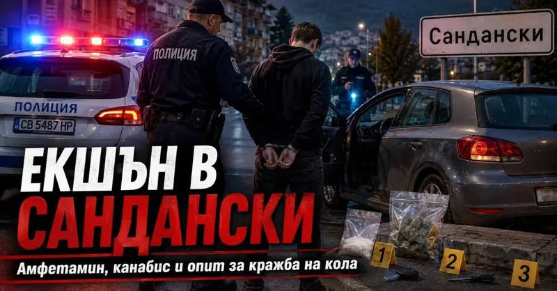 ЕКШЪН В САНДАНСКИ: 25-годишен опита да открадне кола, откриха у него амфетамин и канабис
