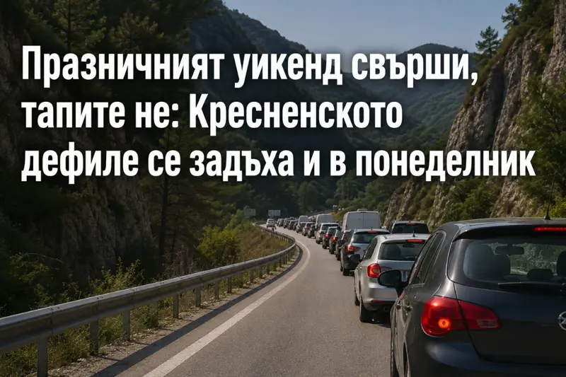 Дълги колони от автомобили в Кресненското дефиле в натоварен работен ден