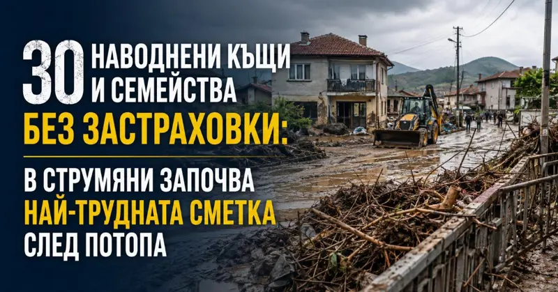 30 наводнени къщи и семейства без застраховки: в Струмяни започва най-трудната сметка след потопа
