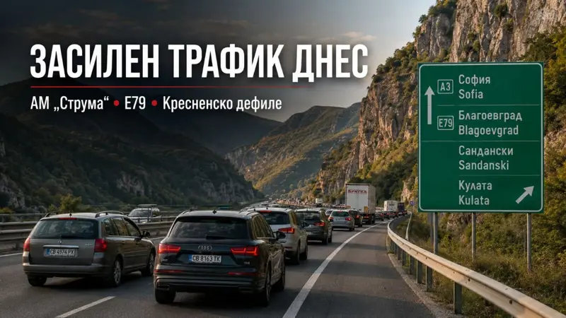 ОГРАНИЧАВА СЕ ДВИЖЕНИЕТО ПО МАРШРУТ КУЛАТА - БЛАГОЕВГРАД - СОФИЯ