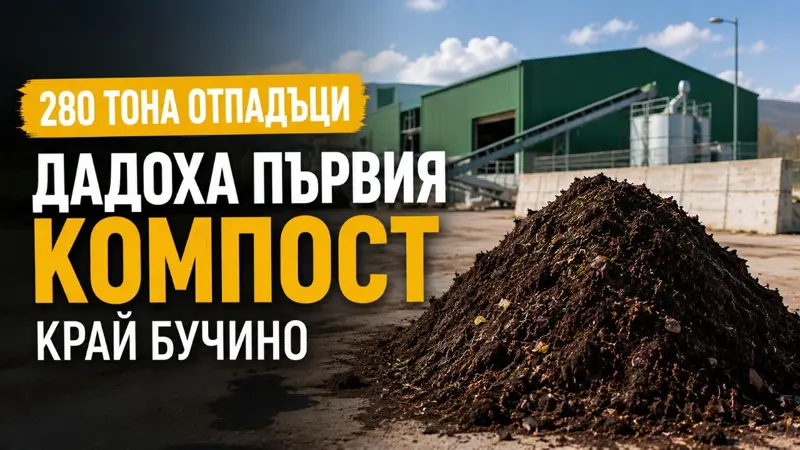 Инсталация за компостиране край село Бучино с готови количества биоразградим материал.