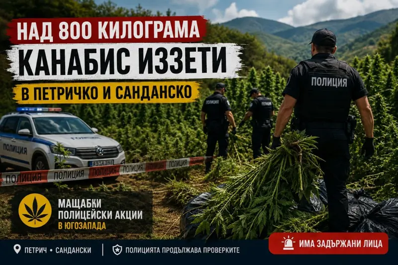 Полицейска акция по изкореняване на незаконни насаждения с канабис в Югозапада.