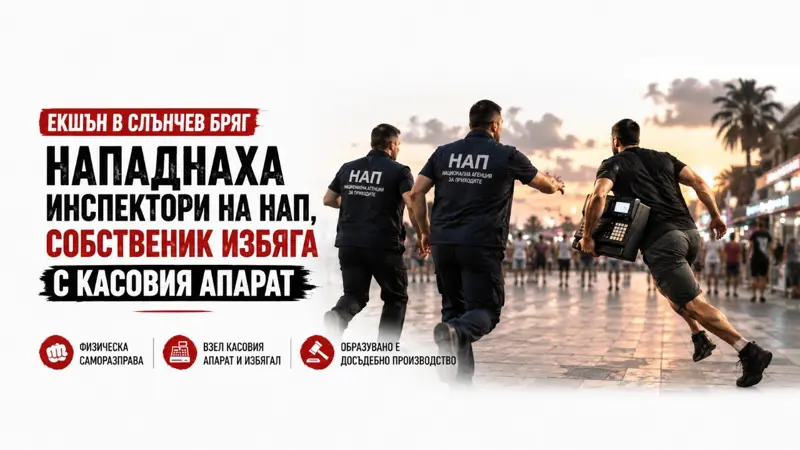 Екшън в Слънчев бряг: Нападнаха инспектори на НАП, собственик избяга с касовия апарат
