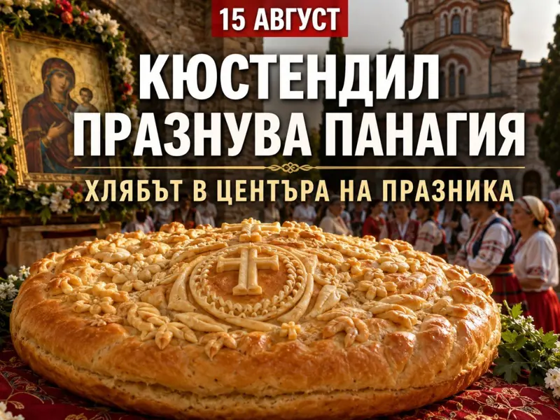 Традиционен обреден хляб с украса от тесто за празника Панагия в Кюстендил.