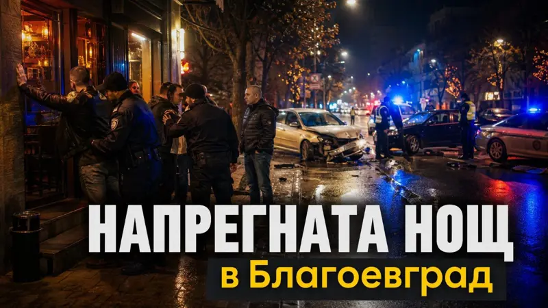 Напрегната нощ в Благоевград: бой пред бар, четирима задържани и две катастрофи