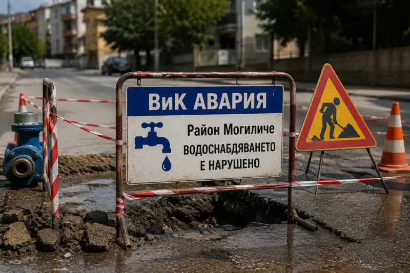 Ремонтни дейности на ВиК екипи на улица в град Перник