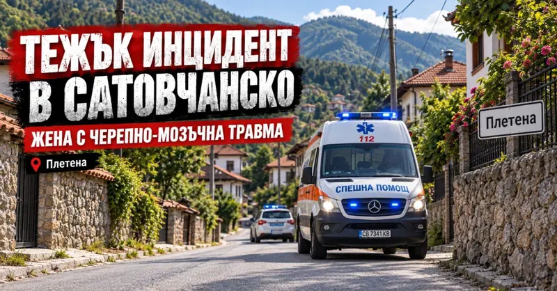 ТЕЖЪК ИНЦИДЕНТ В САТОВЧАНСКО: Жена с черепно-мозъчна травма след падане с тротинетка