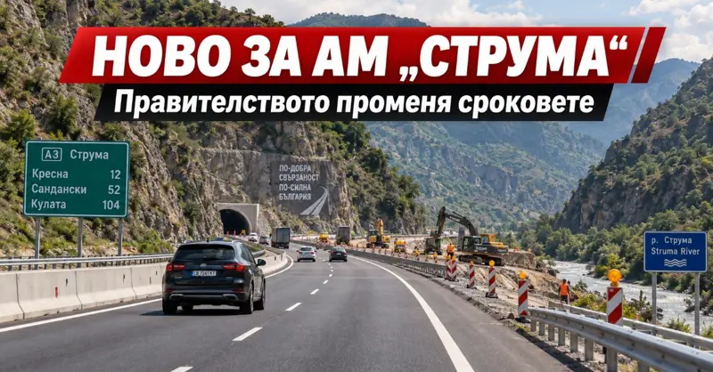 НОВО ЗА АМ „СТРУМА“: Правителството променя сроковете за завършването ѝ