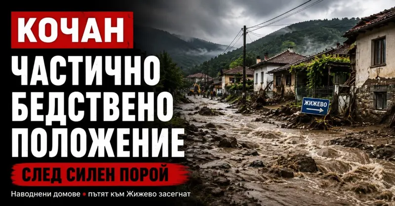 Кочан осъмва след частично бедствено положение: пороят наводни домове и удари пътя към Жижево