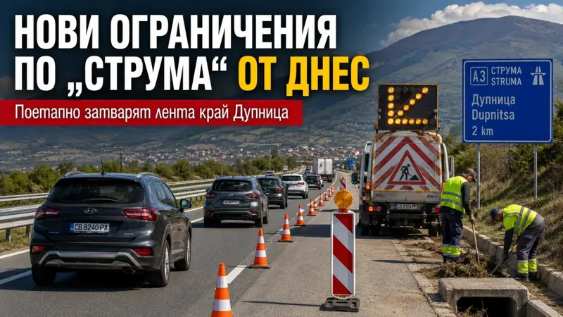 НОВИ ОГРАНИЧЕНИЯ ПО „СТРУМА“ ОТ ДНЕС: поетапно затварят лента в района на Дупница