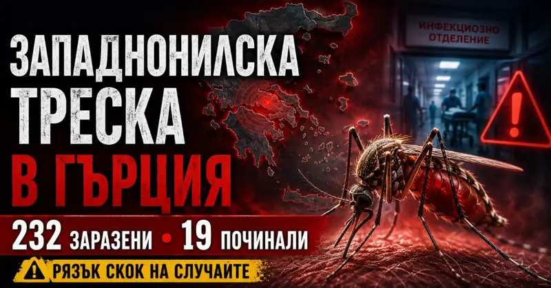 ТРЕВОЖЕН СКОК В ГЪРЦИЯ: 232 случая на западнонилски вирус, 19 починали – заразата е и в района на Серес