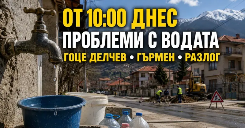 ОТ 10:00 ДНЕС: Проблеми с водата в Гоце Делчев, Гърмен и Разлог