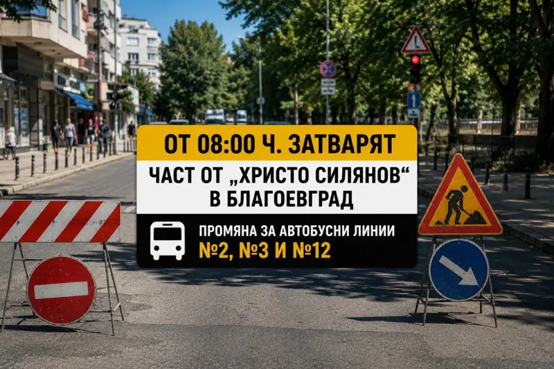 От 08:00 ч. затварят част от „Христо Силянов“ в Благоевград: три автобусни линии сменят маршрутите си