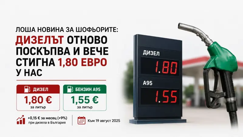 Лоша новина за шофьорите: дизелът отново поскъпва и вече стигна 1,80 евро у нас