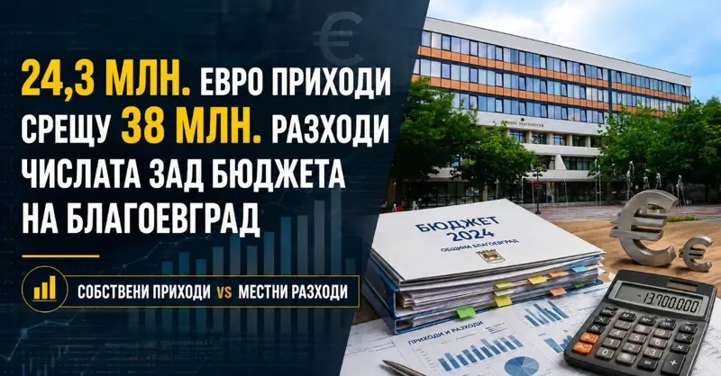 24,3 млн. евро собствени приходи срещу 38 млн. разходи: числата зад бюджета на Благоевград