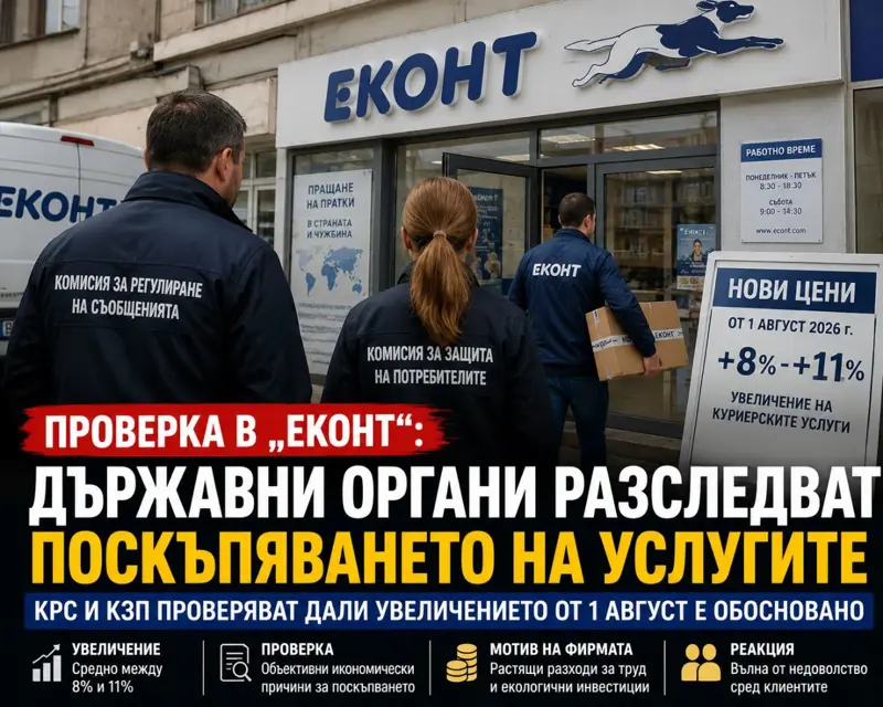 Служител в офис на куриерска фирма обработва пратки