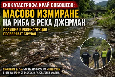 Екипи на полицията и РИОСВ проверяват участък от река Джерман след сигнал за измиране на риба